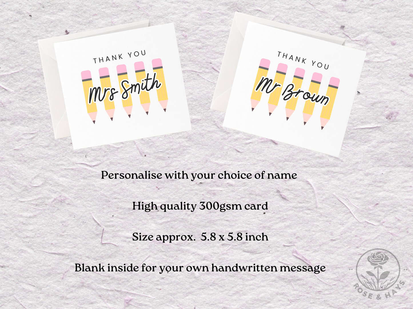 Personalised Teacher Thank You Card