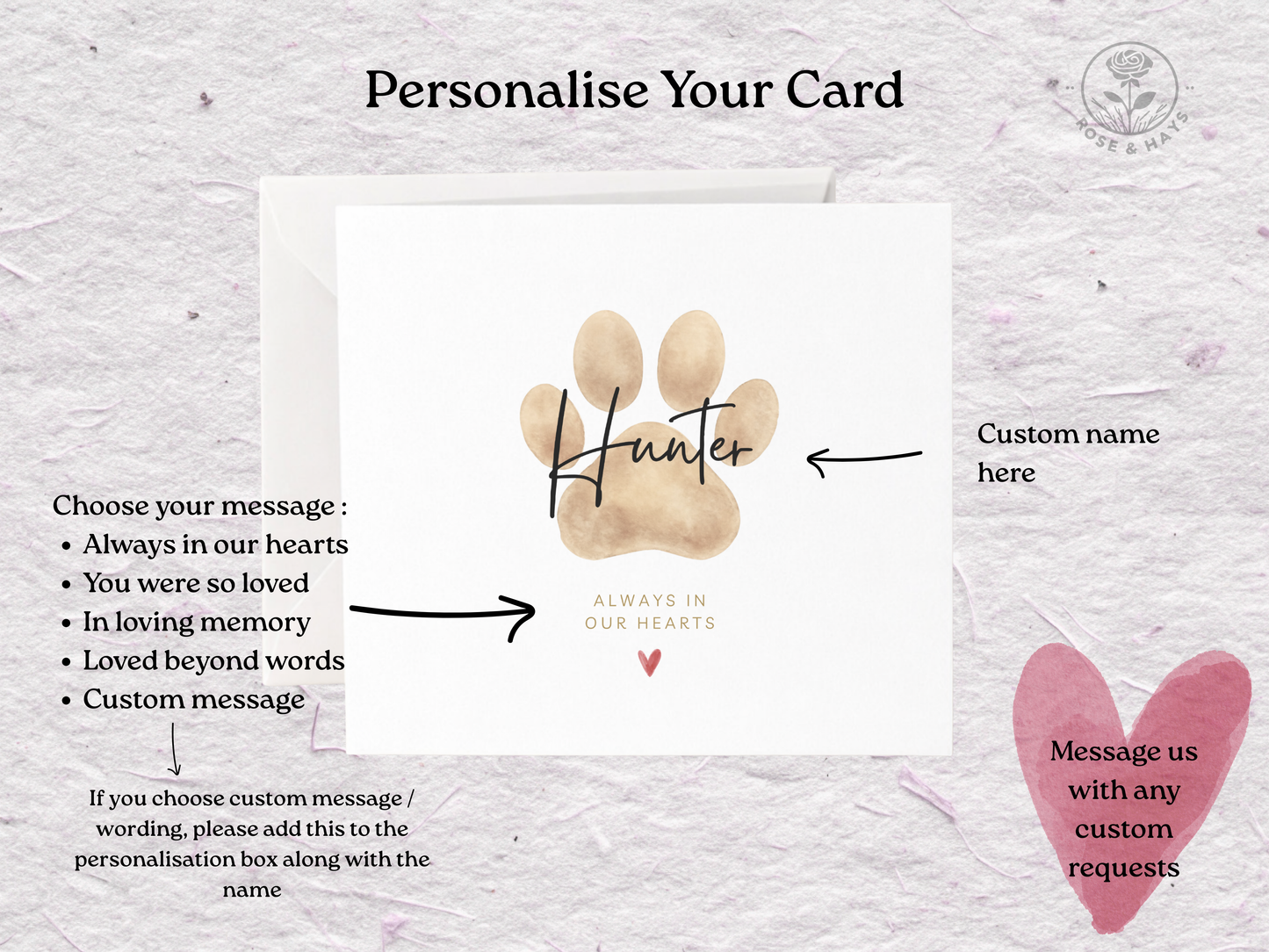 Personalised Pet Loss Paw Print Card
