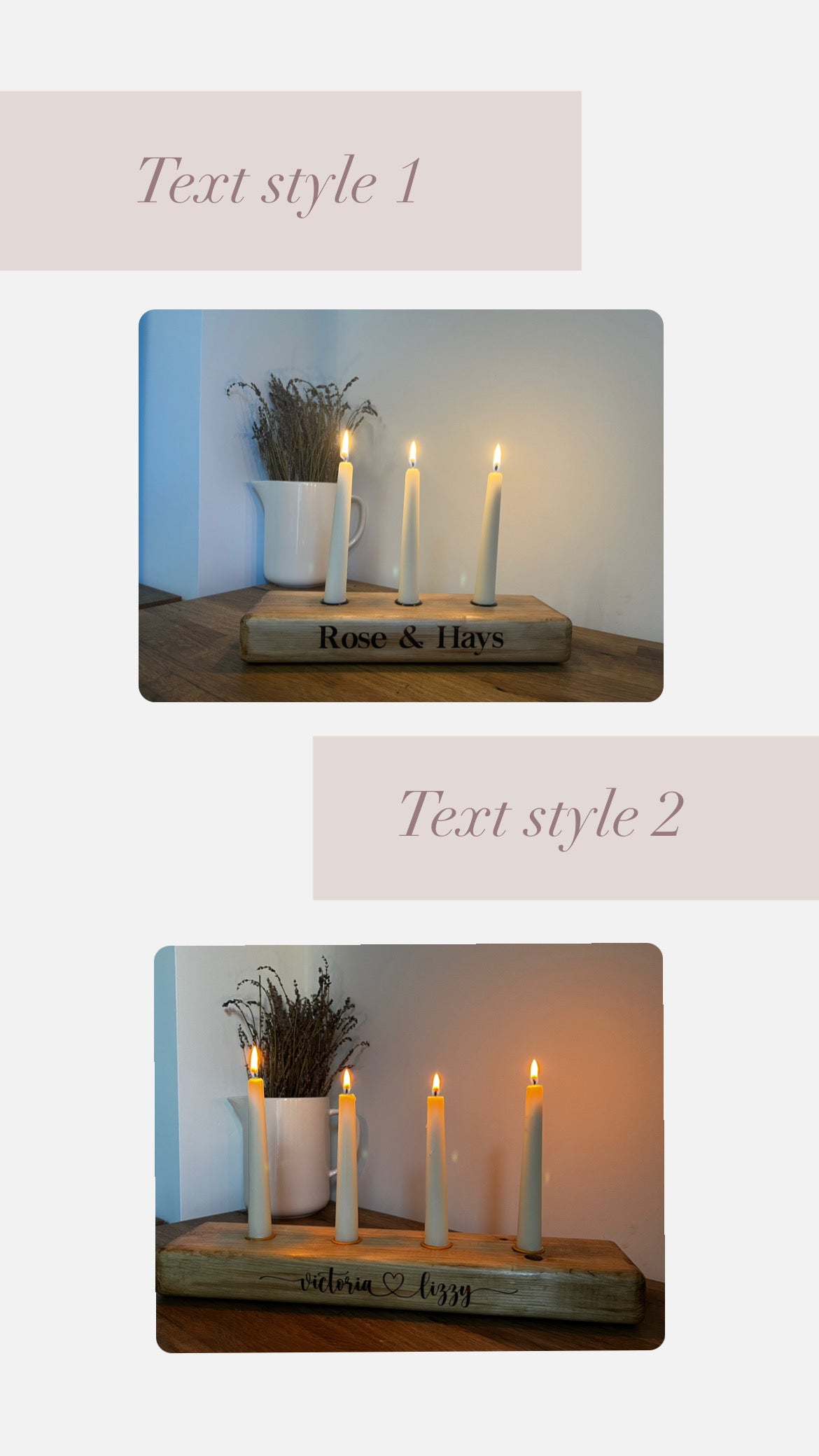 Personalised wooden candle centrepiece