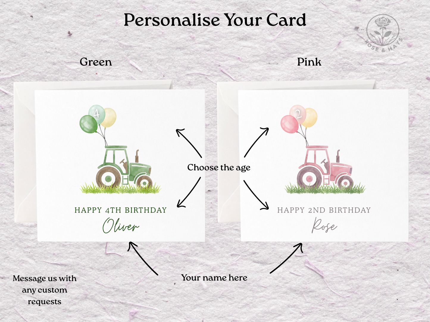 Personalised Tractor Birthday Card