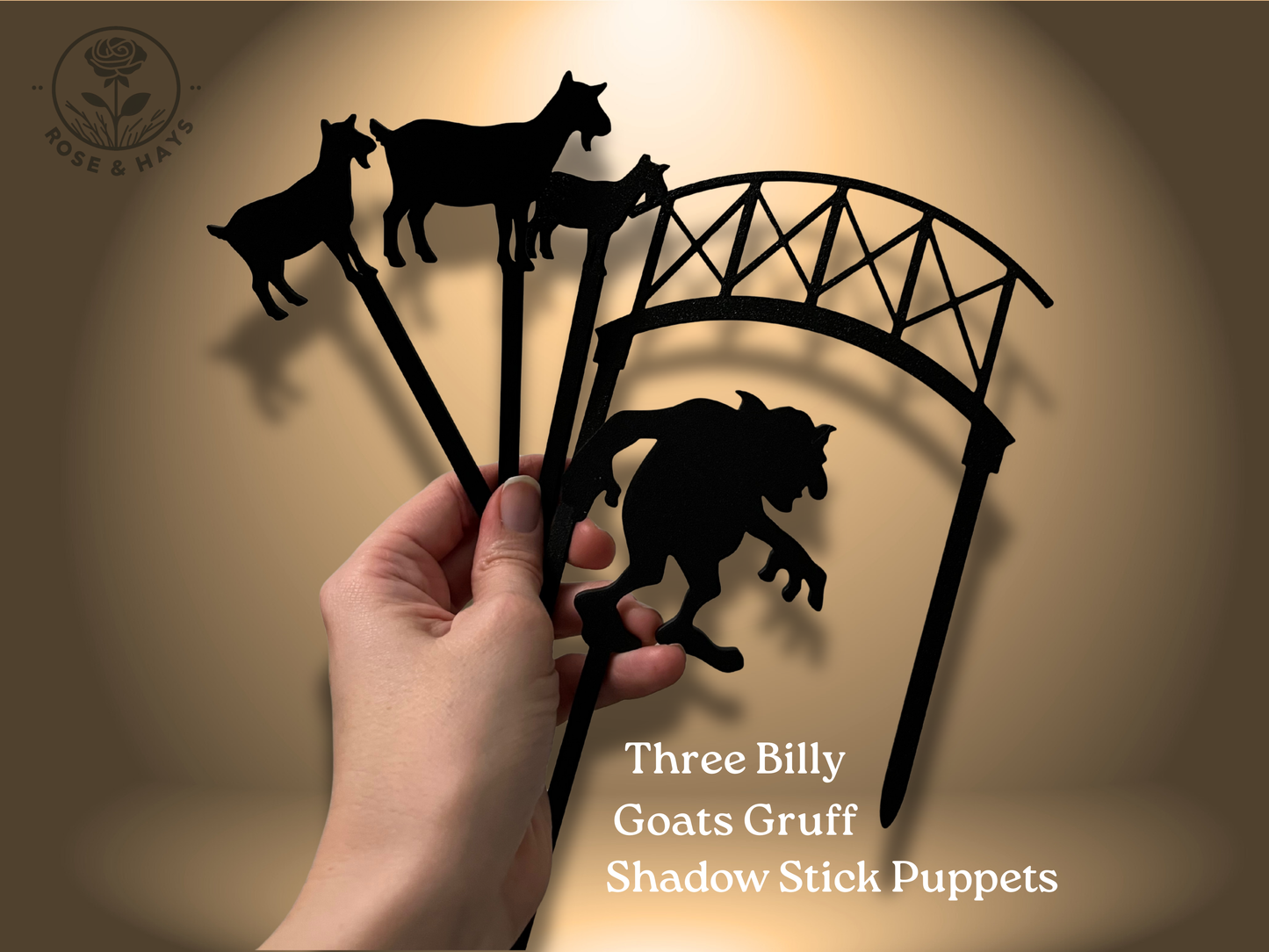 Three Billy Goats Gruff Shadow Story Stick Puppets