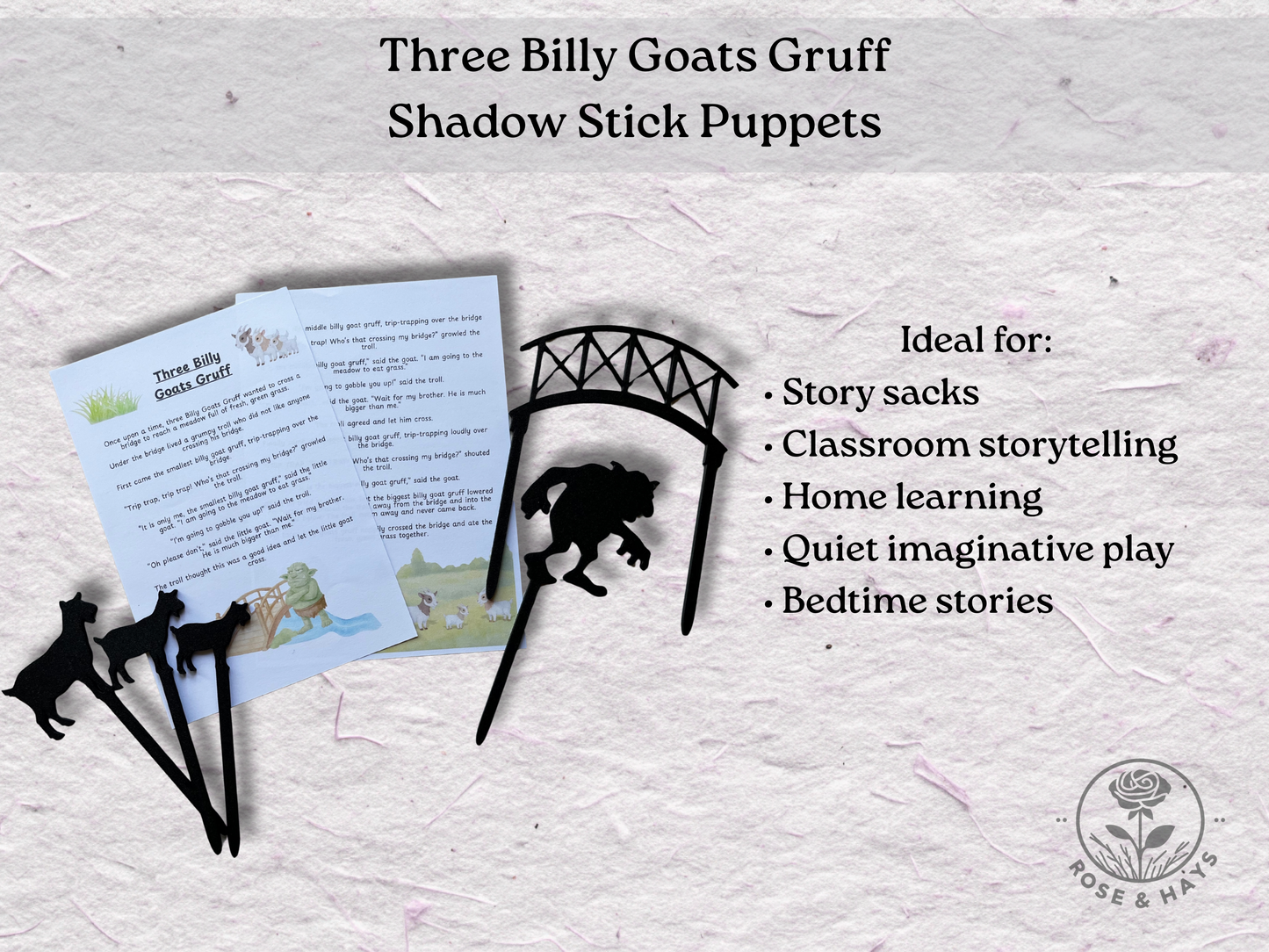 Three Billy Goats Gruff Shadow Story Stick Puppets