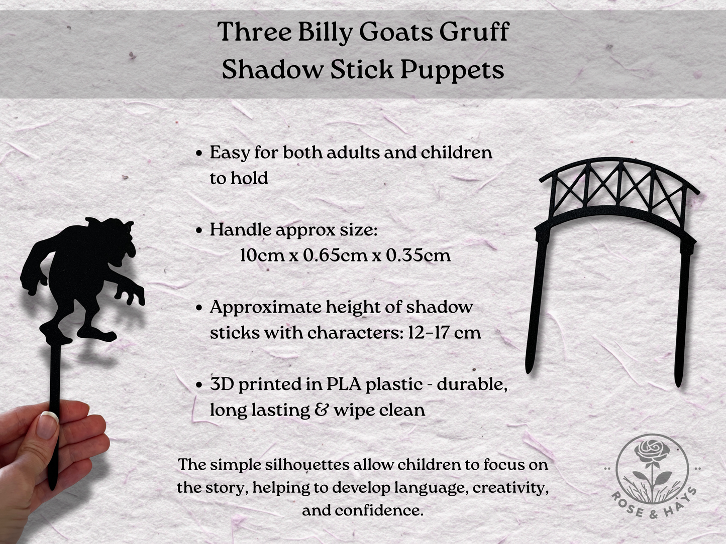Three Billy Goats Gruff Shadow Story Stick Puppets