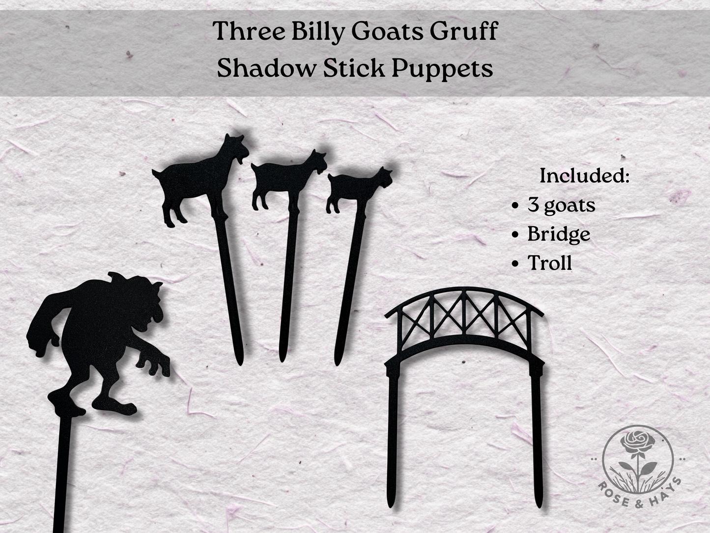 Three Billy Goats Gruff Shadow Story Stick Puppets