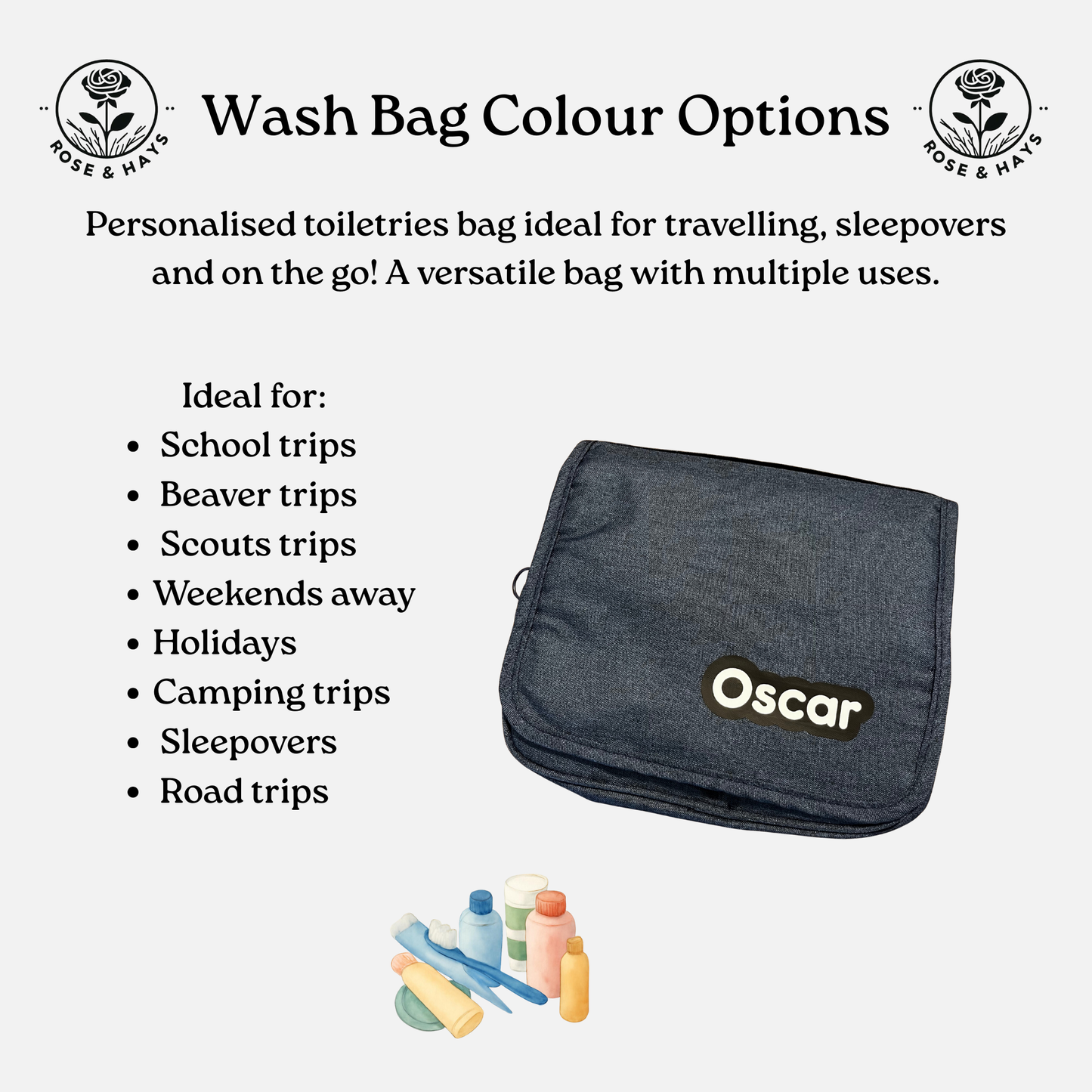 Personalised travel wash bag
